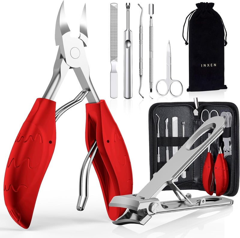 INXENG Toenail Clippers for Seniors Thick Ingrown Toenails, Toe Nail Clippers Set for Men Women, Heavy Duty Fingernail Clippers-Professional Pedicure Tools for Feet,Stainless Steel Manicure and Pedicure Kit - Image 1